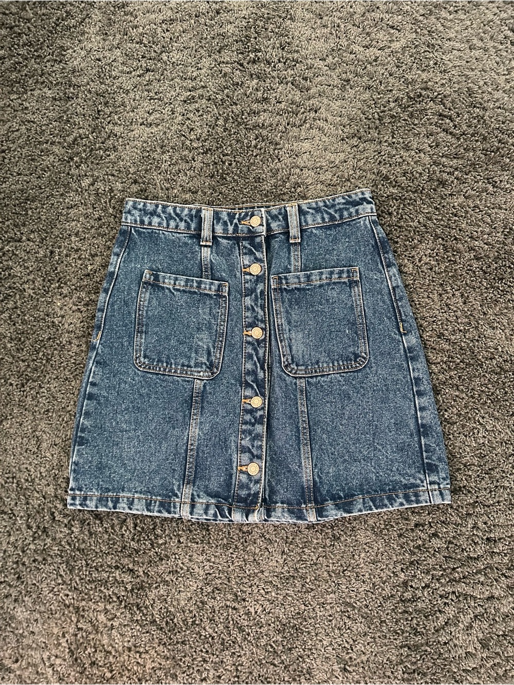 Noisy May Blue Denim Button-Front Mini Skirt